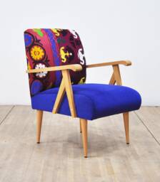Wooden Armchair - Suzani Blues