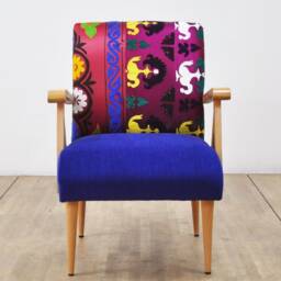 Wooden Armchair - Suzani Blues - thumbnail 2