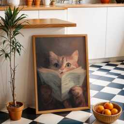 Bookish Wall Art - Cat Reading Book Print Lover Poster - thumbnail 2
