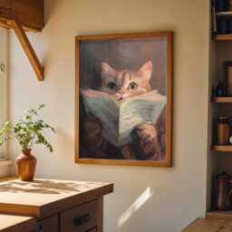 Bookish Wall Art - Cat Reading Book Print Lover Poster - thumbnail 3
