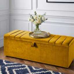 Handmade Plush Velvet Ottoman Storage Box - Blanket, Toys, Pillows Living Room, Bedroom - thumbnail 2