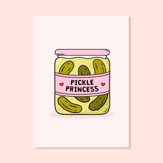 Pickle Princess A5 Print Funny Foodie Wall Art - image 1