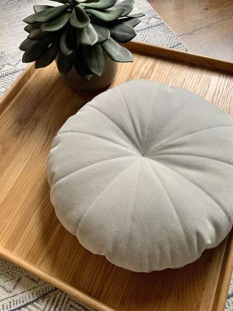 2 Velvet Round Cushion For Susan, Off White, Cushion - image 1