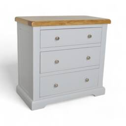 Painted 3-Drawer Chest Solid Oak Top, Large Bedside Table, Assembled - thumbnail 4