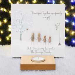 Personalised Family Pebble Art T Light Holder - Christmas Keepsake - thumbnail 2