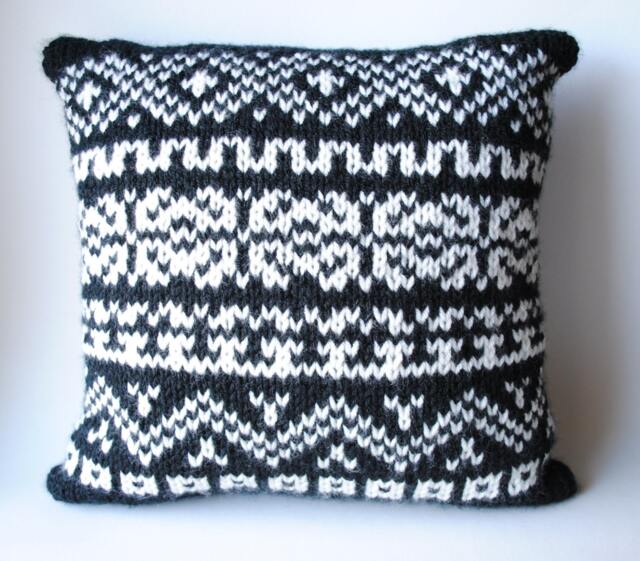 Throw Pillow - Hand-Knit Fair-Isle - image 1