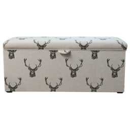 Cream Stag Print Storage Box - Cotton Ottoman Handmade in Britain - thumbnail 3