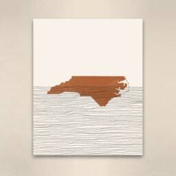 Boho Decor - North Carolina Mid Century Wall Art, Minimalist Art & Abstract Print, State Map Print - thumbnail 3