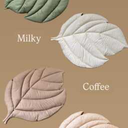 Beige Cotton Leaf Play Mat Boho Nursery Rug, Soft Tummy Time Carpet - thumbnail 4