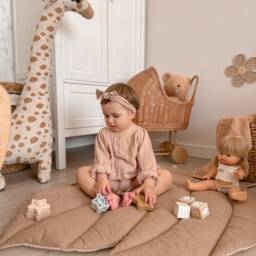 Beige Cotton Leaf Play Mat Boho Nursery Rug, Soft Tummy Time Carpet - thumbnail 2