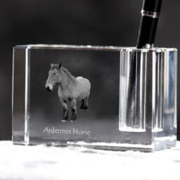 Ardennes Horse , Crystal Pen Holder With Horse, Souvenir, Decoration, Limited Edition, Collection - thumbnail 2
