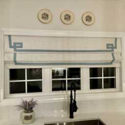 85 Colors Custom Roman Shades With Greek Key Valance, Shade With Chain System, Window Blind, Cotton Blend Roman Blind Border Trim - thumbnail 3