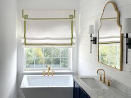85 Colors Custom Roman Shades With Greek Key Valance, Shade With Chain System, Window Blind, Cotton Blend Roman Blind Border Trim - thumbnail 1