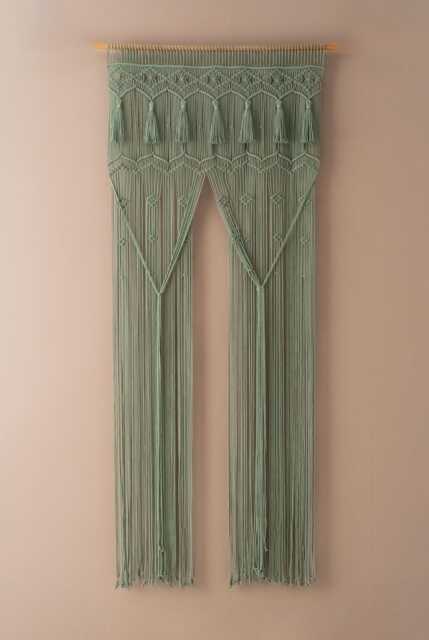 Macrame Curtain, Large Wall, Home Decor Modern, Door Valance, Handmade Macrame, Cotton Forest Nursery, Boho Backdrop C28 - image 1