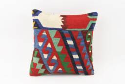 16x16 Vintage Kilim Pillow Cover Handmade Anatolian Wool - thumbnail 1
