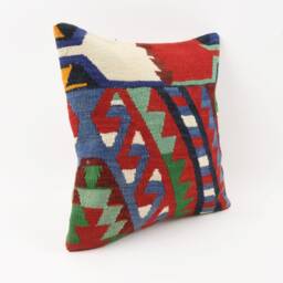 16x16 Vintage Kilim Pillow Cover Handmade Anatolian Wool - thumbnail 3