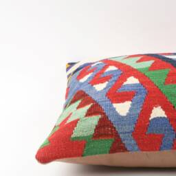 16x16 Vintage Kilim Pillow Cover Handmade Anatolian Wool - thumbnail 4