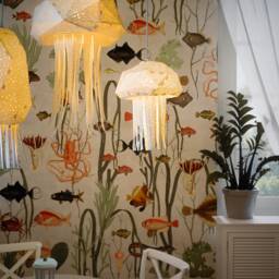 Bedroom Jellyfish Origami Lamp - Geometric Pendant Lampshade For Nursery & Home Unique Lighting Decor - thumbnail 3