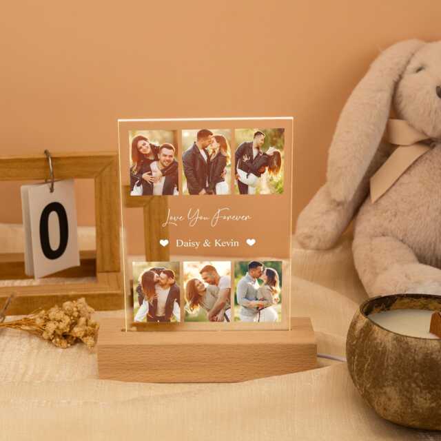 Custom Photo Led Night Light Personalized Couple Anniversary Frame, Name Light, Keepsake Gift For Partner - image 1