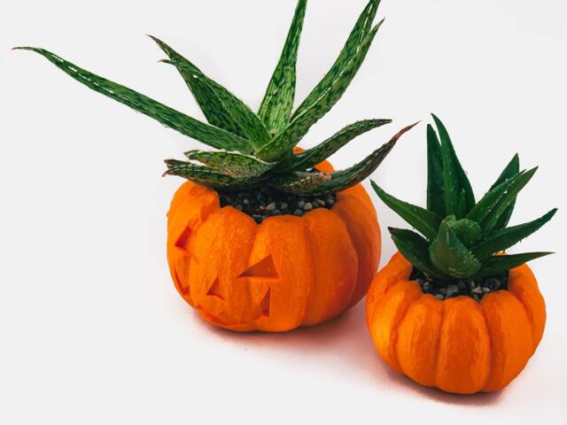 3D Printed Halloween Pumpkin Planter, Spooky Fall Decor - image 1