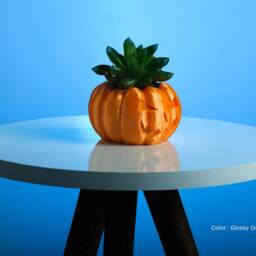 3D Printed Halloween Pumpkin Planter, Spooky Fall Decor - thumbnail 2