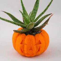 3D Printed Halloween Pumpkin Planter, Spooky Fall Decor - thumbnail 3