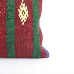 Vintage Turkish Kilim Pillow Cover Handwoven Wool Throw - 16x16 - thumbnail 2