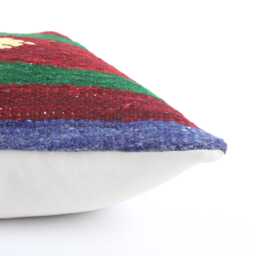 Vintage Turkish Kilim Pillow Cover Handwoven Wool Throw - 16x16 - thumbnail 4