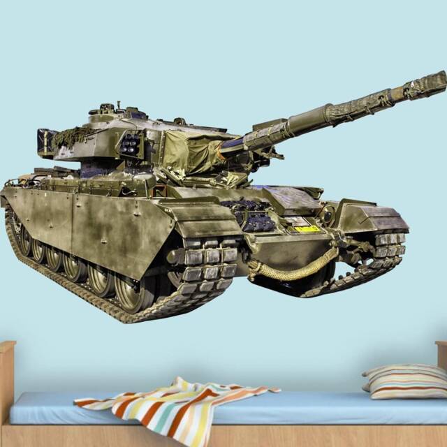 Military Vinyl Wall Decal - Army Tank Camouflauge Home Decor Peel & Stick Reusable Fabric Vwaq Pas15 - image 1