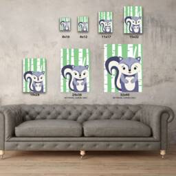 Little Fox Printed Canvas. Deer Picture. Skunk Kids Room Wall Art. Nursery Room. Decor. Animal Poster Set Of 4 - thumbnail 3