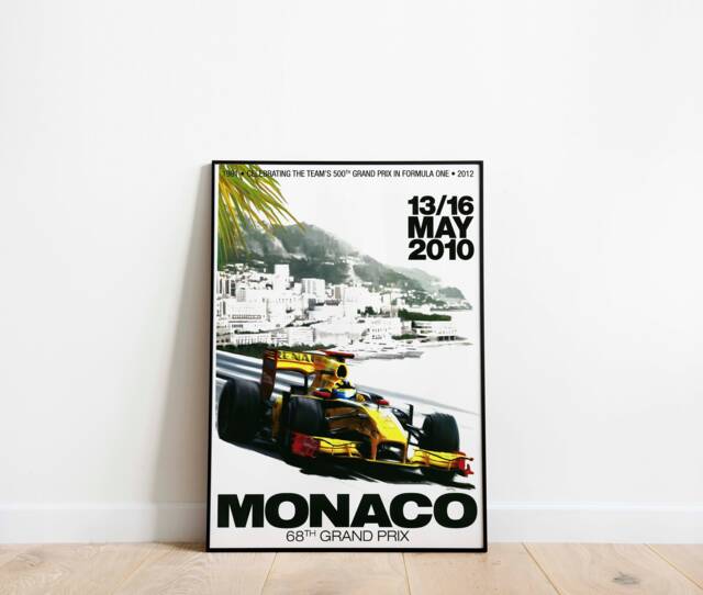 Monaco F1 Vintage Racing Gp Formula 1 Print Poster