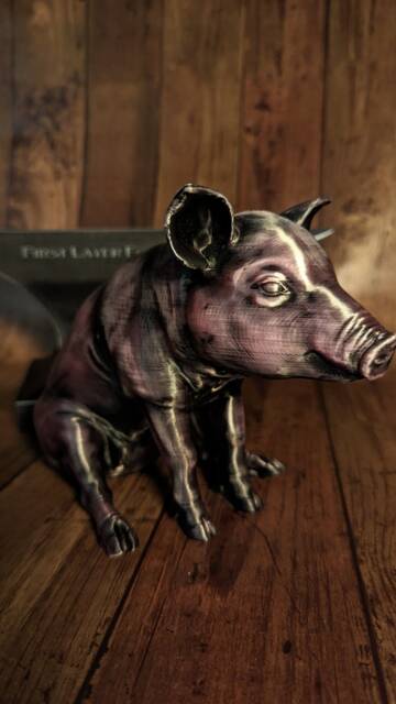 3D Printed Piglet Figurine Silk Pla Home Decor, Antique Finish - image 1