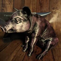 3D Printed Piglet Figurine Silk Pla Home Decor, Antique Finish - thumbnail 3