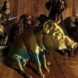 3D Printed Piglet Figurine Silk Pla Home Decor, Antique Finish - thumbnail 4