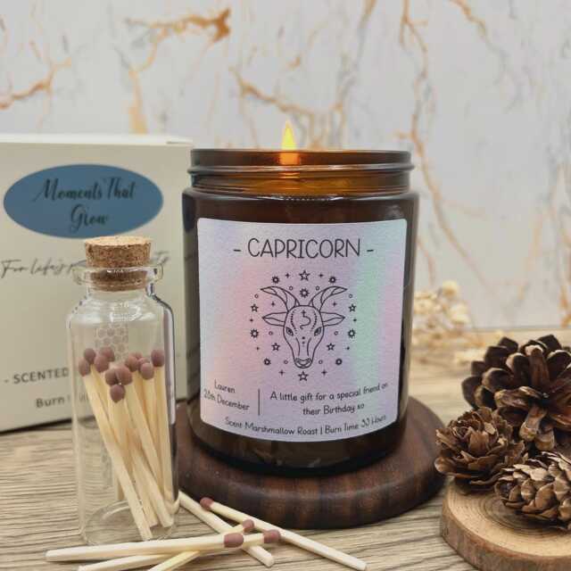 Capricorn Birthday Star Sign Scented Candle - Present Horoscope December January Gift - image 1