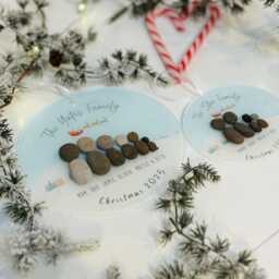Family Personalised Christmas Bauble Pebble Decoration Ornament - Tree Gift - Wonderland Hanging - thumbnail 3