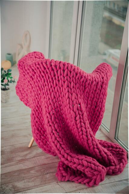 Chunky Knit Merino Wool Blanket, Bulky Throw, Anniversary Gift - image 1