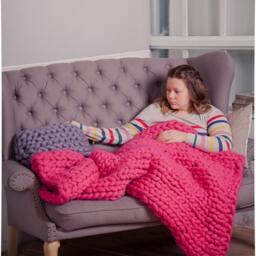Chunky Knit Merino Wool Blanket, Bulky Throw, Anniversary Gift - thumbnail 2
