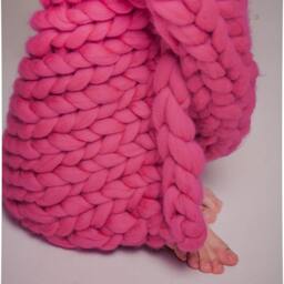 Chunky Knit Merino Wool Blanket, Bulky Throw, Anniversary Gift - thumbnail 3