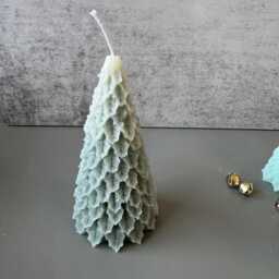 Handmade Retro Snowy Tree Candle, Holiday Decor - thumbnail 4
