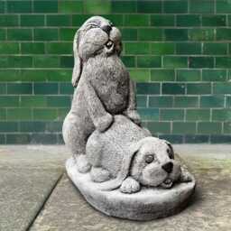 Funny Rabbit Couple Statue Playful Bunny Garden Decoration Concrete Rabbits Sculpture Cement Animal Ornament Outdoor Humorous Figurine Gift - thumbnail 2