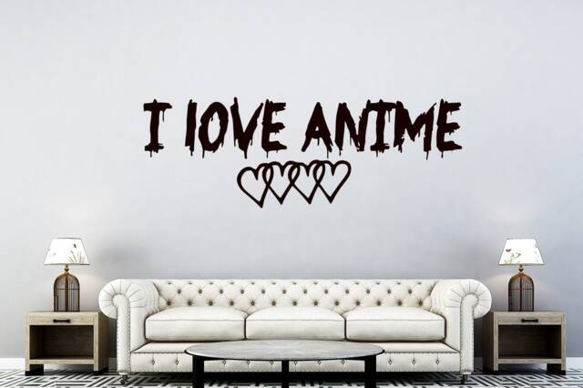 Anime Wall Decal Quote Decals I Love Vinyl Sticker Lettering Bedroom Decor Window Chu1435 - image 1