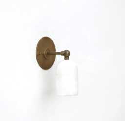 Brass Wall Sconce Light - Light- With Alabaster Shade, Ul Listed, No.0491
