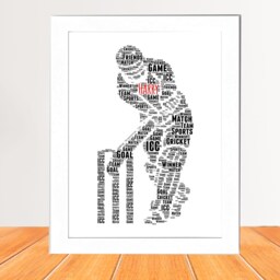 Personalised Cricketer Print - Custom Word Wall Art Frame Christmas For Cricket Lover, Player, Digital Downloadable, Printable - thumbnail 1