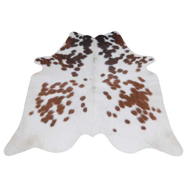 Brown & White Cowhide Rug Genuine Leather Accent - 54x52 Inches - image 1