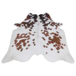 Brown & White Cowhide Rug Genuine Leather Accent - 54x52 Inches - thumbnail 1