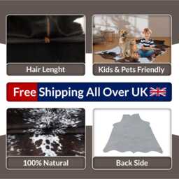 Brown & White Cowhide Rug Genuine Leather Accent - 54x52 Inches - thumbnail 4