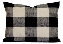 "Black Lumbar Pillow Cover, Tan Farmhouse Cover For A 12x16"" Or 12x18"" 12x20" - thumbnail 1