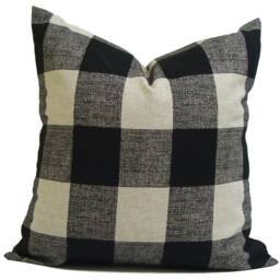 "Black Lumbar Pillow Cover, Tan Farmhouse Cover For A 12x16"" Or 12x18"" 12x20" - thumbnail 2