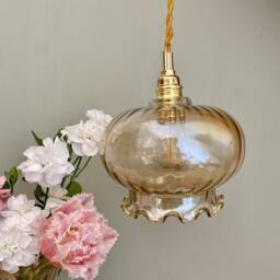 Vintage Amber Glass Globe Pendant Light - thumbnail 3